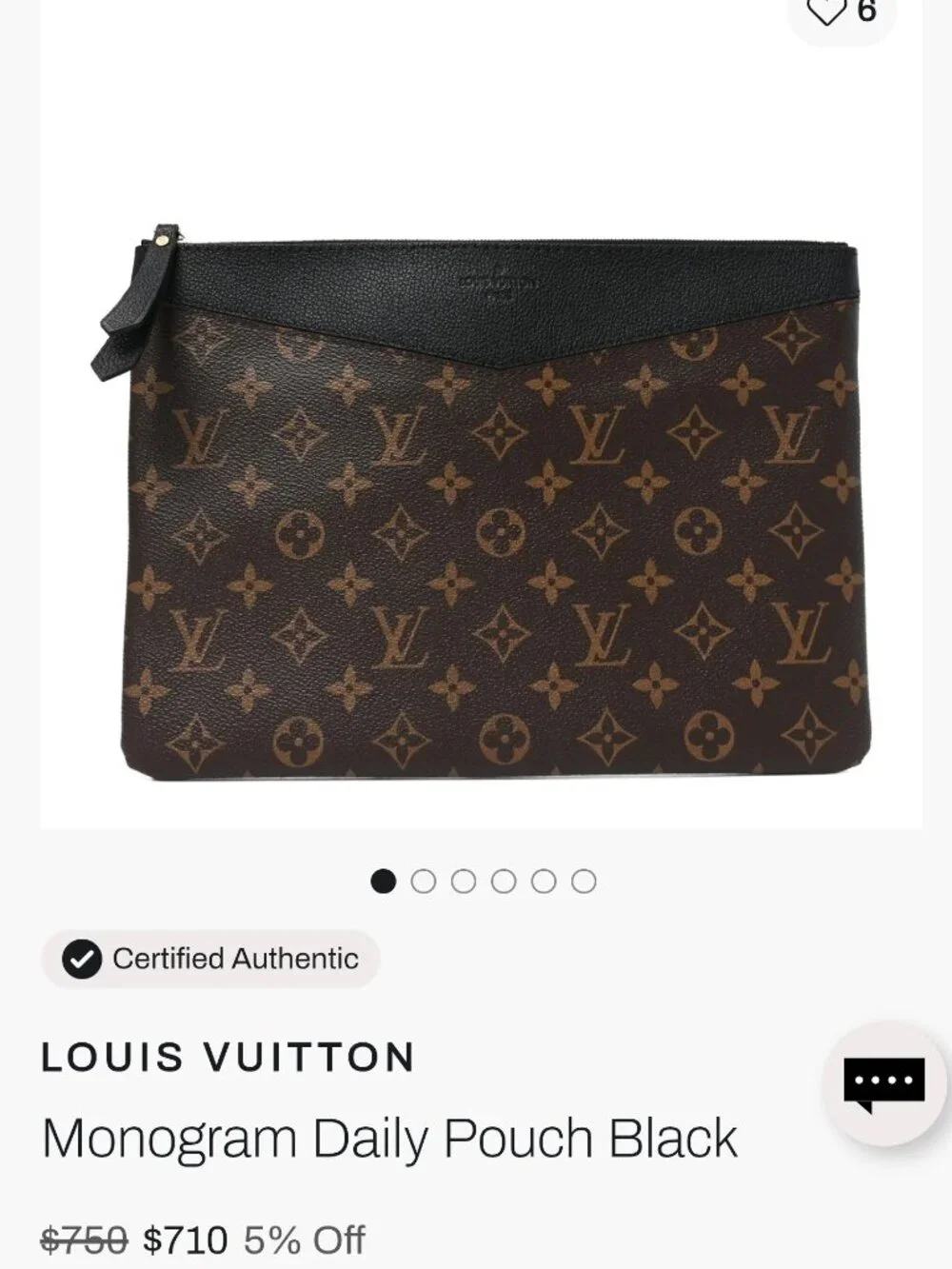Louis Vuitton Black Monogram Canvas Daily Pouch.